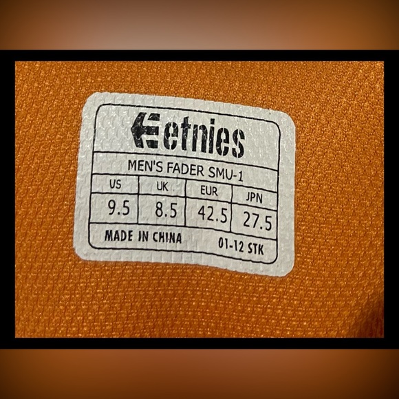 NEW/UNUSED!Etnies skater sneakers, white orange and black.Men’s US size 9.5 - Picture 4 of 4